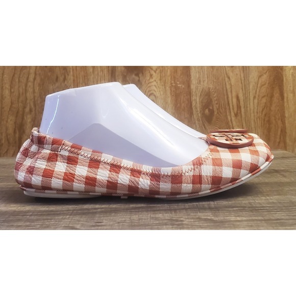 Tory Burch Shoes - Tory Burch Minnie Travel Slip On Flat Shoes  Women's Size 7.5 White Burnt Orange
